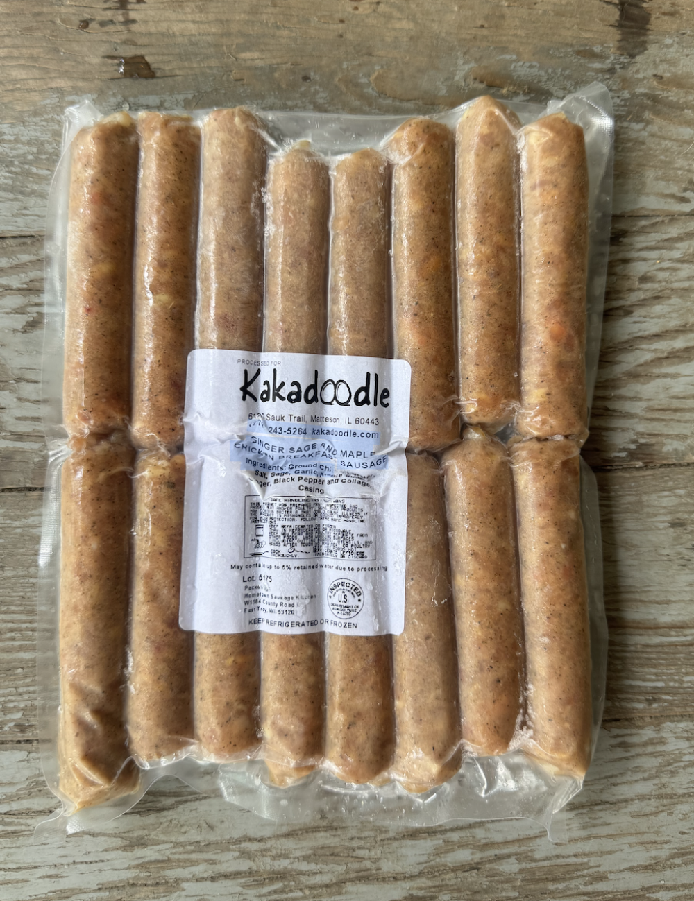 Chicken breakfast sausage with Ginger, sage and maple